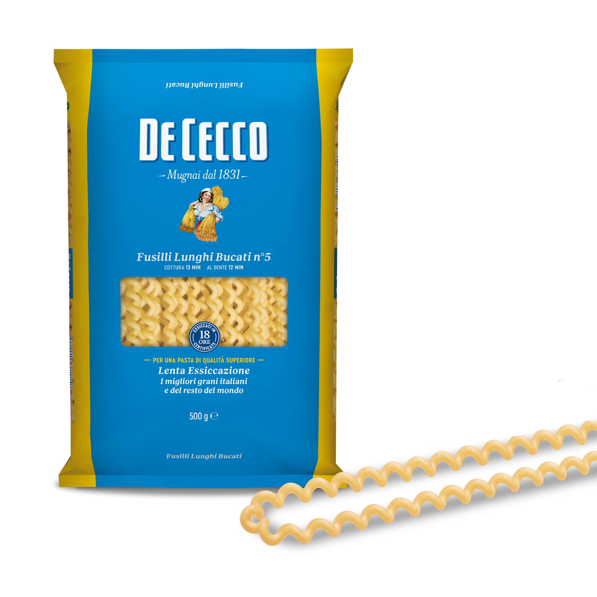 FUSILLI LUNGHI BUCATI 500G - DE CECCO 意大利捲捲公仔麵 De Cecco - Dried Pasta @Mercato Gourmet | Your Italian Gourmet Supermarket