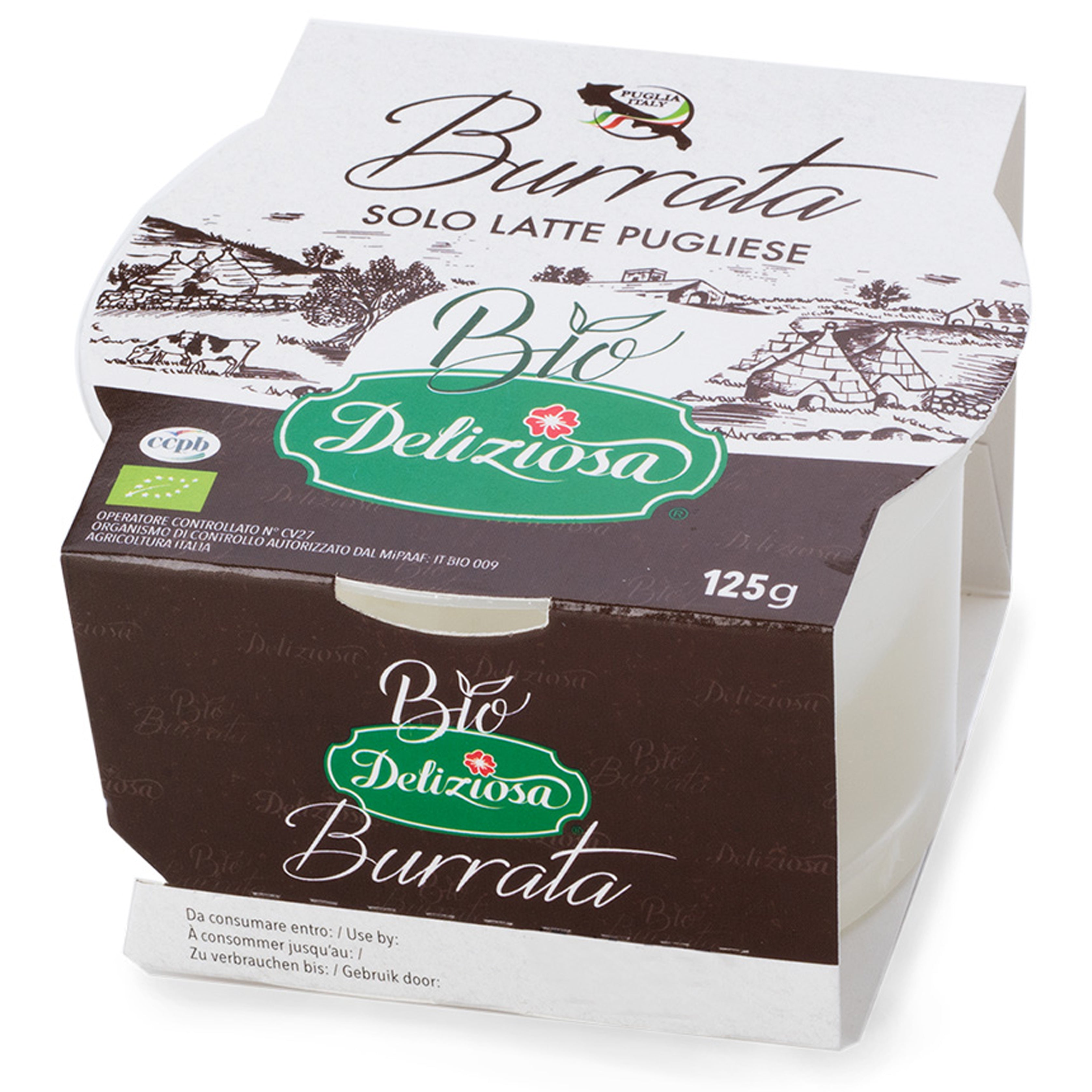 Organic Burrata Solo Latte Pugliese 125g - Deliziosa Deliziosa - Burrata 125g @Mercato Gourmet | Your Italian Gourmet Supermarket
